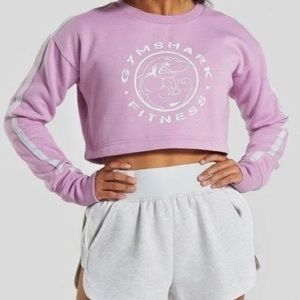GYMSHARK Legacy Fitness Sweater Cropped Lavender Drop shoulder size Small